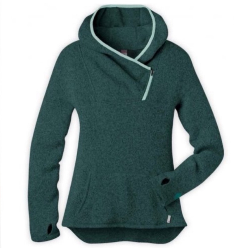 Stio Teal Hooded Pullover Sweatshirt with Light Trim